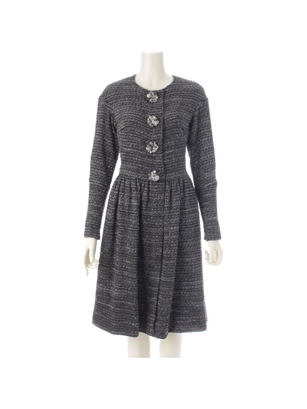 Chanel Tweed Karl Lagerfeld tan Long Dress Gray 34